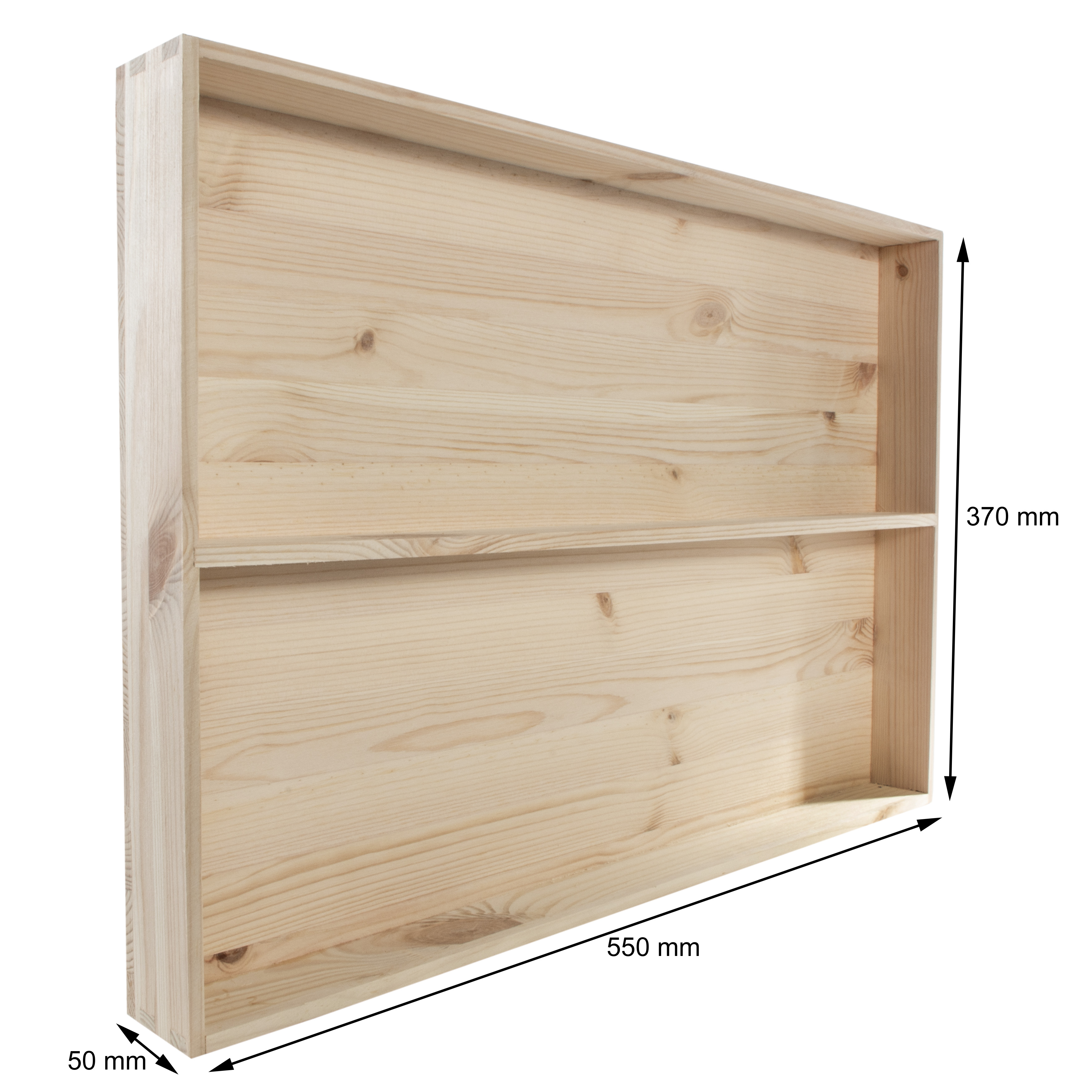 2 Tier Large Wood Shallow Shelf Decorative Display Rack Tray 55 x 5 x